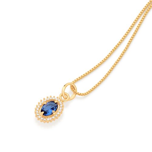 PINGENTE OVAL COM ZIRCÔNIAS BANHADO A OURO 18K