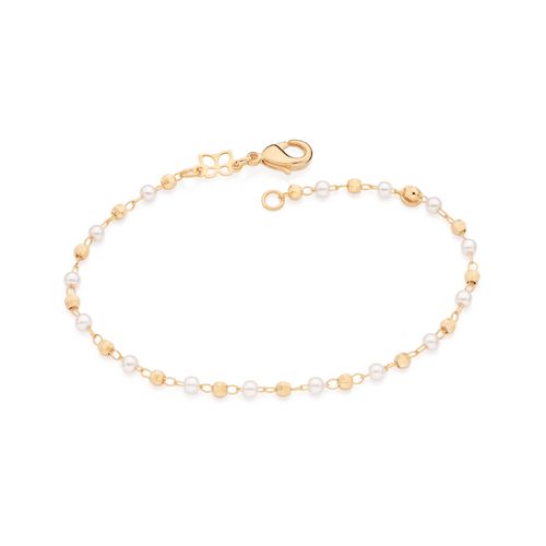 PULSEIRA BANHADA A OURO 18K COM ESFERAS E PÉROLAS SINTÉTICAS
