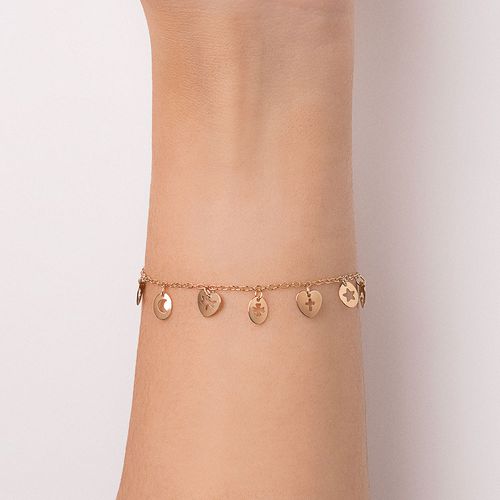 PULSEIRA COM PINGENTES BANHADA A OURO 18K