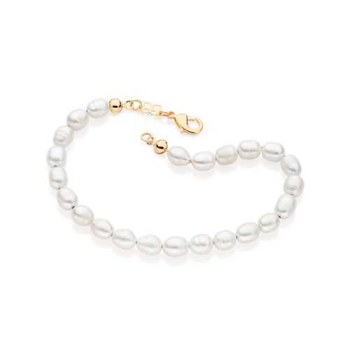 PULSEIRA COM PÉROLAS SINTÉTICAS BANHADA A OURO 18K