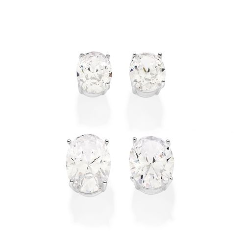 KIT BRINCO OVAL DE PRATA 925 COM ZIRCÔNIAS