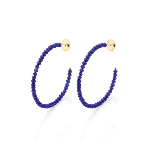 BRINCO MEIA ARGOLA BANHADA A OURO 18K COM CRISTAIS FACETADOS