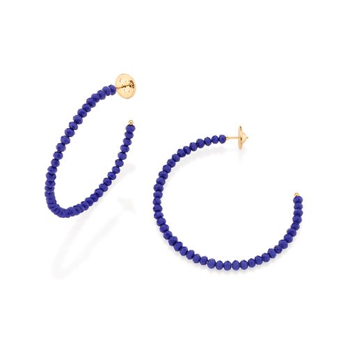 BRINCO MEIA ARGOLA BANHADA A OURO 18K COM CRISTAIS FACETADOS