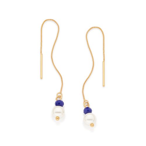 BRINCO PENDURADO BANHADO A OURO 18K COM CRISTAIS E PÉROLAS