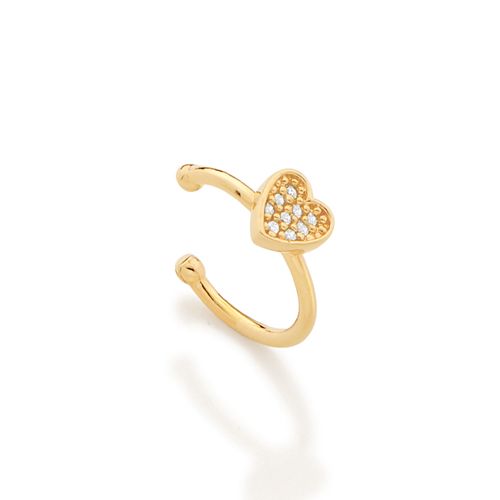 PIERCING DE PRESSÃO CORAÇÃO BANHADO A OURO 18K