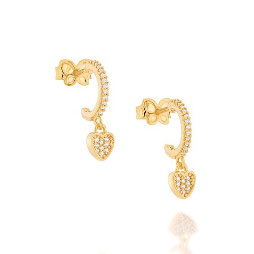 ARGOLA PEQUENA COM CORAÇÃO BANHADO A OURO 18K