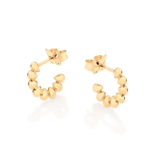BRINCO MEIA ARGOLA GOTAS BANHADO A OURO 18K