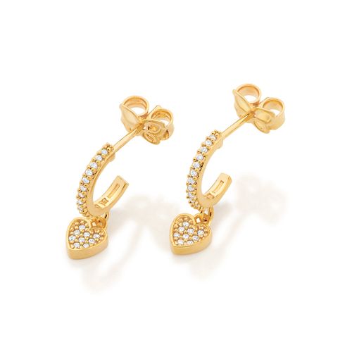 ARGOLA PEQUENA COM CORAÇÃO BANHADO A OURO 18K