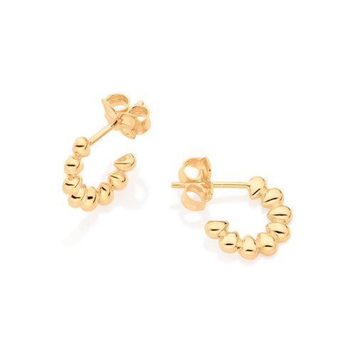 BRINCO MEIA ARGOLA GOTAS BANHADO A OURO 18K
