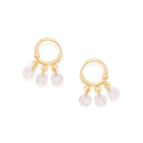 BRINCO ARGOLA BANHADO A OURO 18K COM ZIRCÔNIAS PENDURADAS