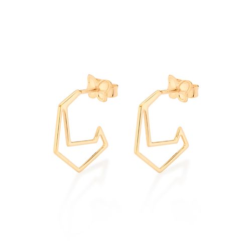 BRINCO MEIA ARGOLA GEOMÉTRICA BANHADO A OURO 18K