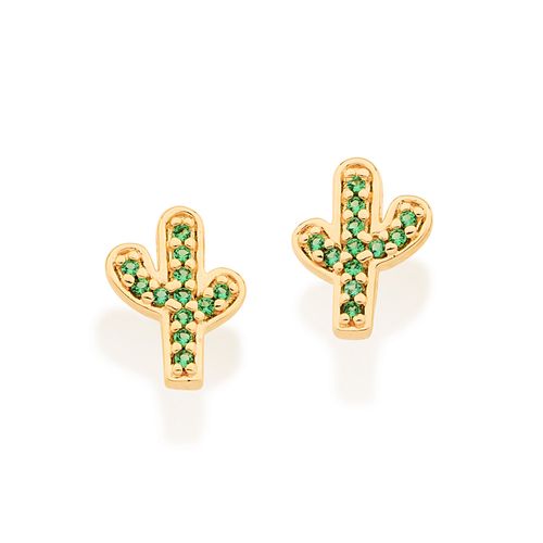 BRINCO CACTO BANHADO A OURO 18K