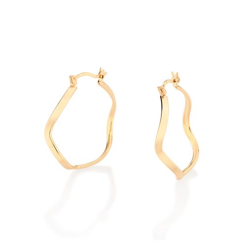 BRINCO ARGOLA ONDULADA BANHADA A OURO 18K