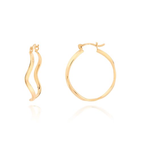 BRINCO ARGOLA ONDULADA BANHADA A OURO 18K
