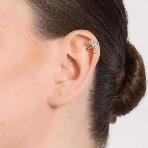BRINCO PIERCING DE PRESSÃO FLORES BANHADO A OURO 18K COM ZIRCÔNIAS