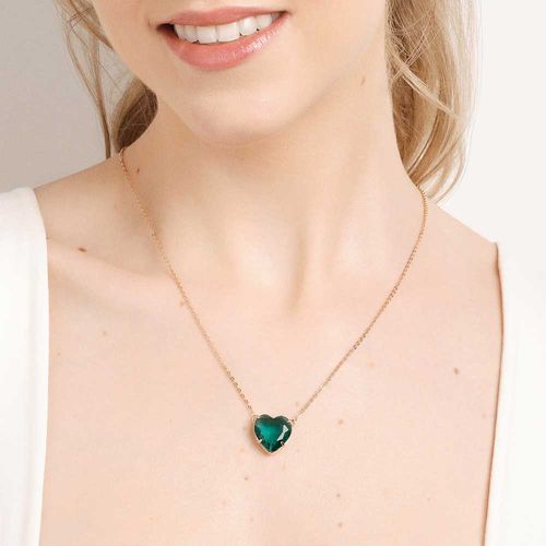 GARGANTILHA CORAÇÃO BANHADA A OURO 18K COM CRISTAL