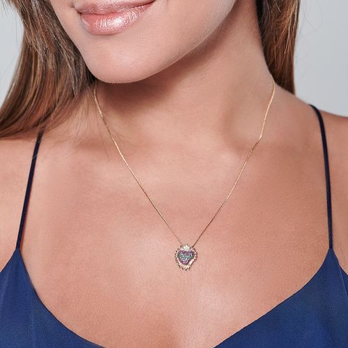 GARGANTILHA BANHADA A OURO 18K SAGRADO CORAÇÃO DE JESUS