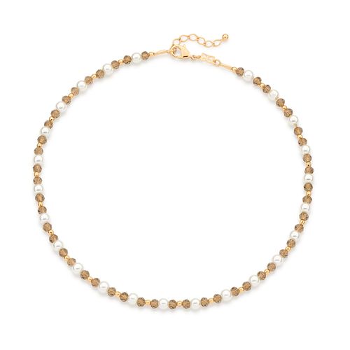 GARGANTILHA BANHADA A OURO 18K COM PÉROLAS E CRISTAIS