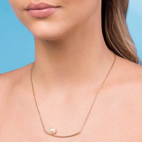 CORDÃO PALITO BANHADO A OURO 18K COM PÉROLA SINTÉTICA