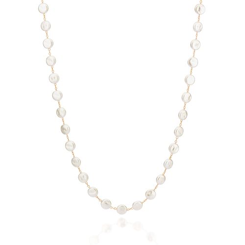 CORDÃO COM PÉROLAS SINTÉTICAS BANHADO A OURO 18K