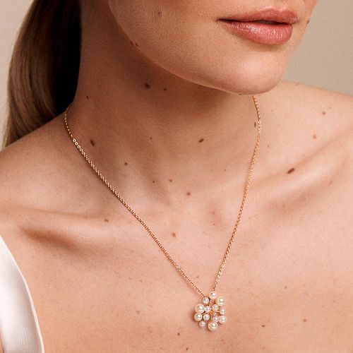 GARGANTILHA BANHADA A OURO 18K COM PÉROLAS E ZIRCÔNIA