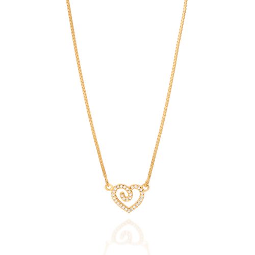 GARGANTILHA CORAÇÃO BANHADA A OURO 18K COM ZIRCÔNIAS
