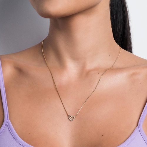 GARGANTILHA CORAÇÃO BANHADA A OURO 18K COM ZIRCÔNIAS