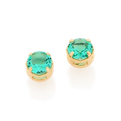 BRINCO SOLITÁRIO BANHADO A OURO 18K COM CRISTAIS