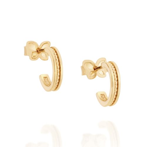 BRINCO MEIA ARGOLA PEQUENA BANHADO A OURO 18K