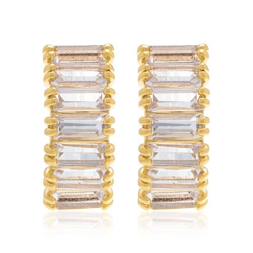 BRINCO BANHADO A OURO 18K MEIA ARGOLA COM CRISTAIS