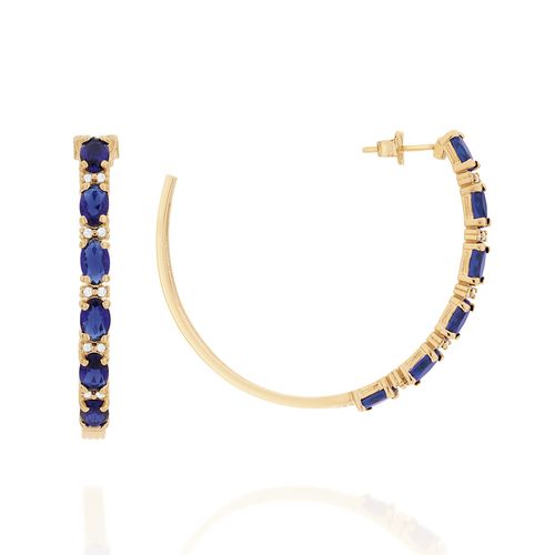 BRINCO MEIA ARGOLA BANHADO A OURO 18K COM ZIRCÔNIAS E CRISTAIS