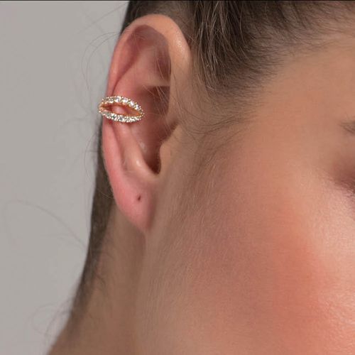 BRINCO PIERCING DE PRESSÃO  BANHADO A OURO 18K COM ZIRCÔNIAS