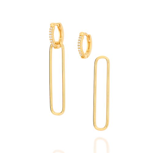 BRINCO ARGOLA 2 EM 1 BANHADO A OURO 18K