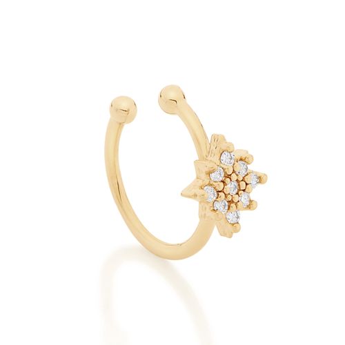 BRINCO PIERCING DE PRESSSÃO BANHADO A OURO 18K COM ZIRCÔNIAS