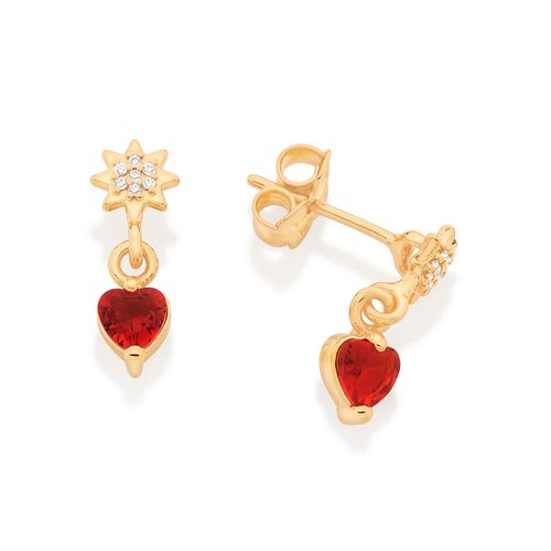 BRINCO COM CORAÇÃO PENDURADO BANHADO A OURO 18K