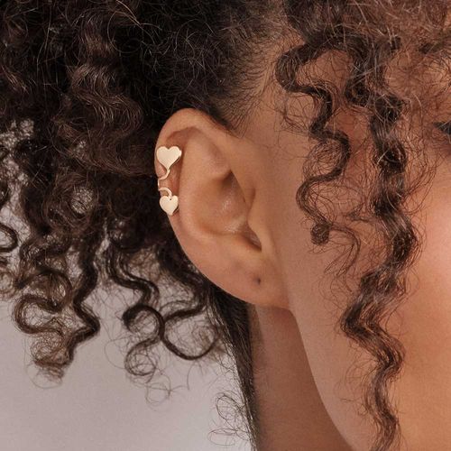 BRINCO PIERCING DE PRESSÃO CORAÇÕES BANHADO A OURO 18K