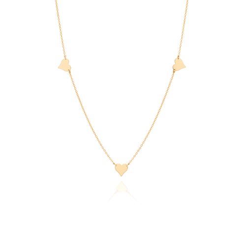 GARGANTILHA COM CORAÇÕES BANHADA A OURO 18K