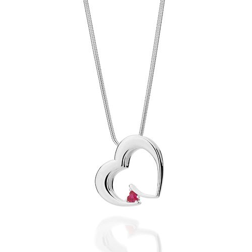 PINGENTE CORAÇÃO DE PRATA MACIÇA 925 COM ZIRCÔNIA