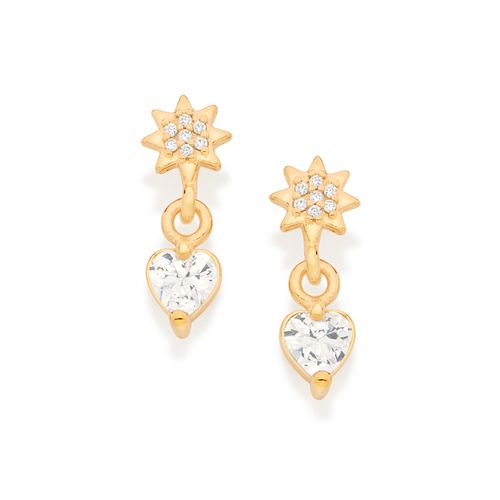 BRINCO COM CORAÇÃO PENDURADO BANHADO A OURO 18K