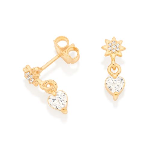 BRINCO COM CORAÇÃO PENDURADO BANHADO A OURO 18K