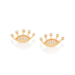 BRINCO OLHO GREGO BANHADO A OURO 18K COM ZIRCÔNIAS