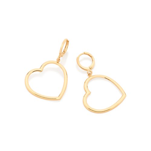 BRINCO ARGOLA COM CORAÇÃO BANHADO A OURO 18K