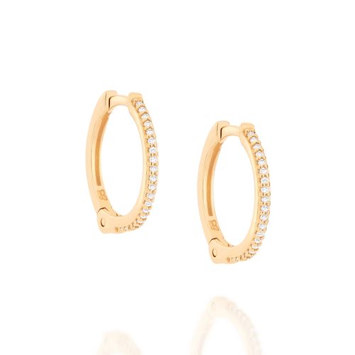 BRINCO ARGOLA BANHADA A OURO 18K COM ZIRCÔNIAS