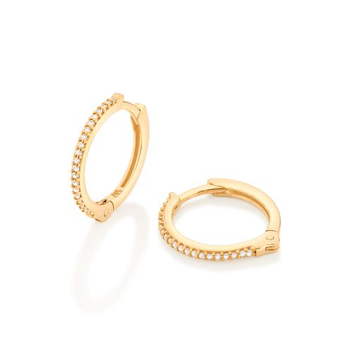 BRINCO ARGOLA BANHADA A OURO 18K COM ZIRCÔNIAS