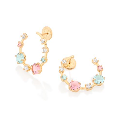 BRINCO MEIA ARGOLA BANHADO A OURO 18K