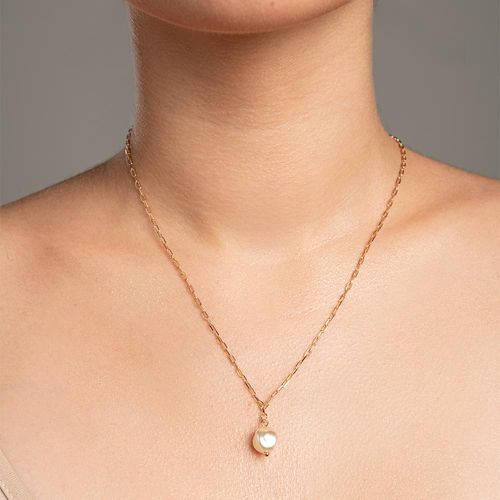 GARGANTILHA BANHADA A OURO 18K COM PÉROLA DE ÁGUA DOCE