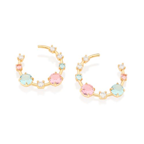 BRINCO MEIA ARGOLA BANHADO A OURO 18K