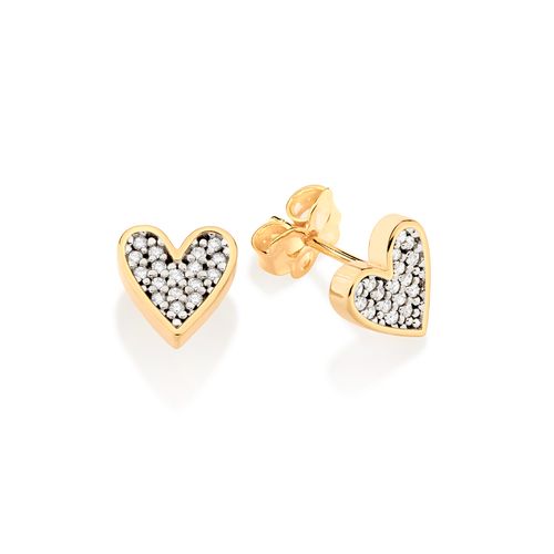 BRINCO CORAÇÃO BANHADO A OURO 18K COM APLICAÇÃO DE RHODIUM
