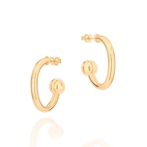 BRINCO MEIA ARGOLA OVAL TUBO BANHADO A OURO 18K