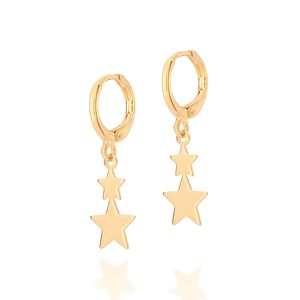 BRINCO ARGOLA COM ESTRELAS BANHADO A OURO 18K